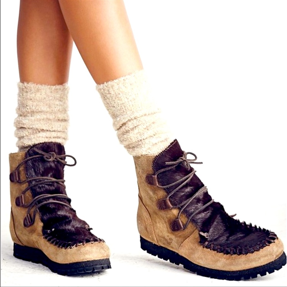 Free People Swiss Hiker Boots Calf Hair/Suede Women’s Size 37
